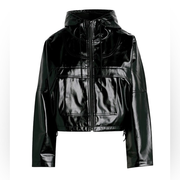 Hudson Sport Vegan Leather Zip Hooded Jacket - Picture 1 of 6